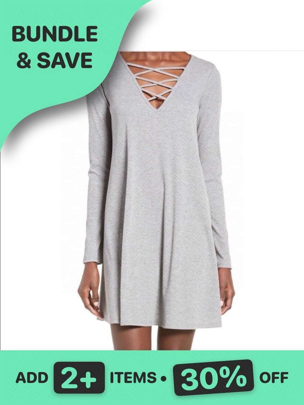 love, Fire Long Sleeve Rib Knit Dress